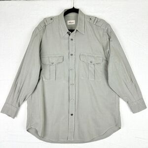 Brioni Sport Safari Pocket Cotton Button Up Long Sleeve Shirt Size Medium Grey